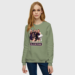 Свитшот хлопковый женский Rose Blackpink kpop, цвет: авокадо — фото 2