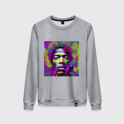 Свитшот хлопковый женский Jimi Hendrix in color Glitch Art, цвет: меланж