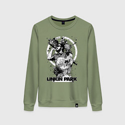 Свитшот хлопковый женский Linkin Park all, цвет: авокадо