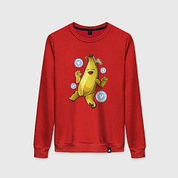 Свитшот хлопковый женский Банан с В-баксами Фортнайт, цвет: красный