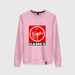 Свитшот хлопковый женский Virgin games logo, цвет: светло-розовый