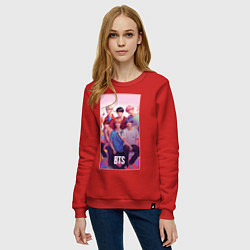 Свитшот хлопковый женский BTS art anime style, цвет: красный — фото 2