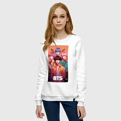 Свитшот хлопковый женский BTS kpop anime, цвет: белый — фото 2