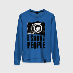Свитшот хлопковый женский Shoot photographer, цвет: синий