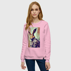 Свитшот хлопковый женский Модный зайчара - нейросеть, цвет: светло-розовый — фото 2