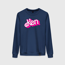 Свитшот хлопковый женский Логотип розовый Кен, цвет: тёмно-синий