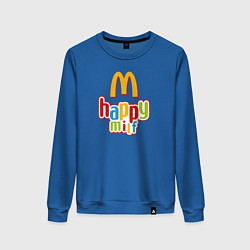 Свитшот хлопковый женский Happy MILF Любовь, счастье и свобода, цвет: синий