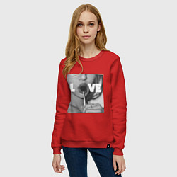 Свитшот хлопковый женский Непристойная девушка с чупа чупсом, цвет: красный — фото 2