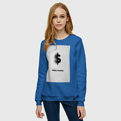Свитшот хлопковый женский Make Money, цвет: синий — фото 2