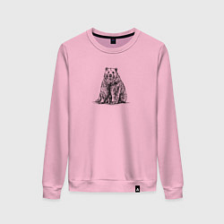 Свитшот хлопковый женский Медведь сидит, цвет: светло-розовый