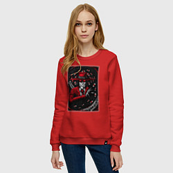 Свитшот хлопковый женский Хеллсинг Алукард и монстр, цвет: красный — фото 2