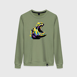 Свитшот хлопковый женский Бегемот WPAP, цвет: авокадо