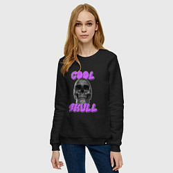 Свитшот хлопковый женский Cool Skull, цвет: черный — фото 2