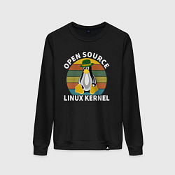 Свитшот хлопковый женский Пингвин ядро линукс, цвет: черный