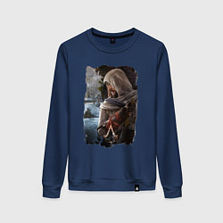 Свитшот хлопковый женский Assassins Creed Mirage Асасин Крид Мираж, цвет: тёмно-синий