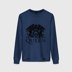 Свитшот хлопковый женский Queen - logo, цвет: тёмно-синий