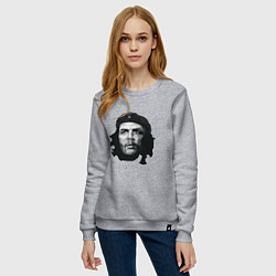 Свитшот хлопковый женский Че Гевара черно белое, цвет: меланж — фото 2