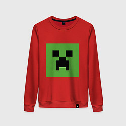 Свитшот хлопковый женский Minecraft creeper face, цвет: красный