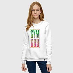 Свитшот хлопковый женский Gym god, цвет: белый — фото 2