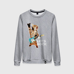 Свитшот хлопковый женский Let s rock Котик рокер, цвет: меланж