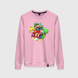 Свитшот хлопковый женский Команда Марио, цвет: светло-розовый