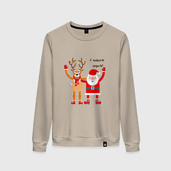 Женский свитшот Дед Мороз и новогодний олень