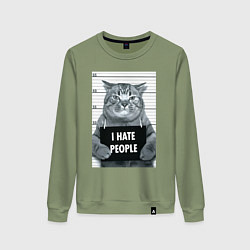 Женский свитшот Кот преступник уголовник с табличкой