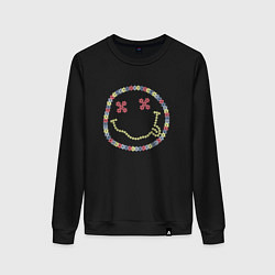 Свитшот хлопковый женский Nirvana - floral logo, цвет: черный