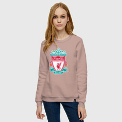 Свитшот хлопковый женский Liverpool fc sport collection, цвет: пыльно-розовый — фото 2
