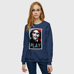 Свитшот хлопковый женский Play saw, цвет: тёмно-синий — фото 2