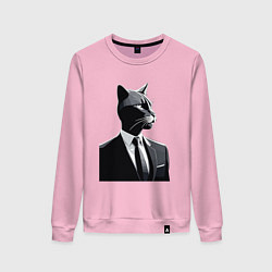 Свитшот хлопковый женский Бизнес-кот, цвет: светло-розовый