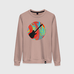 Свитшот хлопковый женский Гитара в цвете, цвет: пыльно-розовый