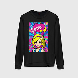 Свитшот хлопковый женский Barbie - pop art, цвет: черный