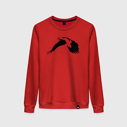 Свитшот хлопковый женский Орёл в полёте трафарет, цвет: красный