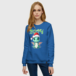 Свитшот хлопковый женский 2024 символ года милый дракончик, цвет: синий — фото 2