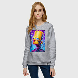Свитшот хлопковый женский Cyber Bart Simpson - ai art, цвет: меланж — фото 2
