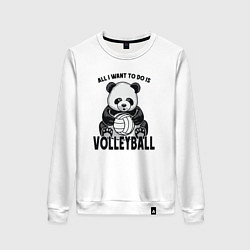 Свитшот хлопковый женский Panda volleyball, цвет: белый