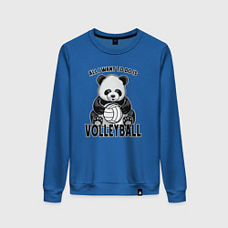 Свитшот хлопковый женский Panda volleyball, цвет: синий