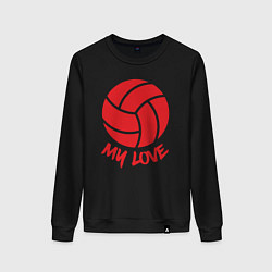 Свитшот хлопковый женский Volleyball my love, цвет: черный