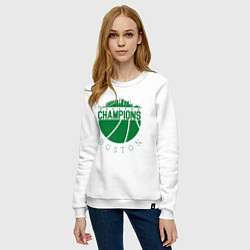 Свитшот хлопковый женский Boston champions, цвет: белый — фото 2
