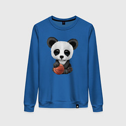 Свитшот хлопковый женский Панда баскетболист, цвет: синий