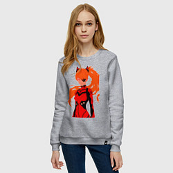 Свитшот хлопковый женский Asuka Langley is Dead Serious, цвет: меланж — фото 2