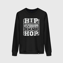 Свитшот хлопковый женский Hip hop life, цвет: черный