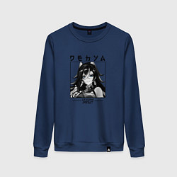 Свитшот хлопковый женский Дэхья в квадрате, цвет: тёмно-синий