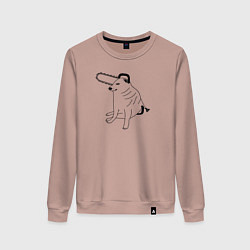 Женский свитшот Мем собака человек бензопила