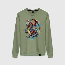 Женский свитшот Japanese dragon - sketch watercolor