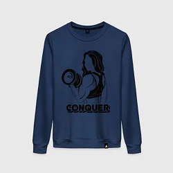 Свитшот хлопковый женский Conquer, цвет: тёмно-синий
