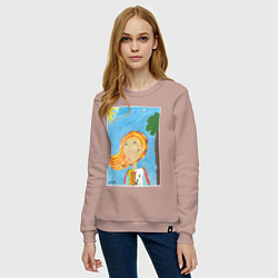 Свитшот хлопковый женский Счастливая весна, цвет: пыльно-розовый — фото 2