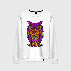 Свитшот хлопковый женский Purple owl, цвет: белый