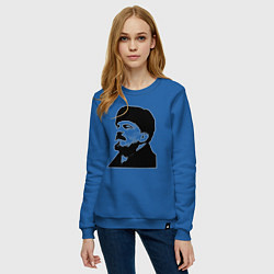 Свитшот хлопковый женский Ленин в шапке, цвет: синий — фото 2